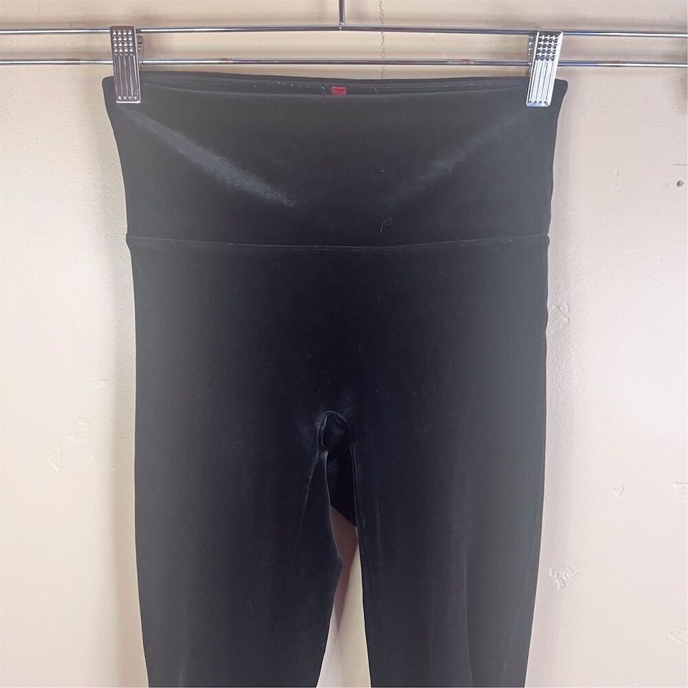 Spanx Womens High-Waisted Seamless Velvet Velour Ankle Leggings Black Size Small - Picture 5 of 8